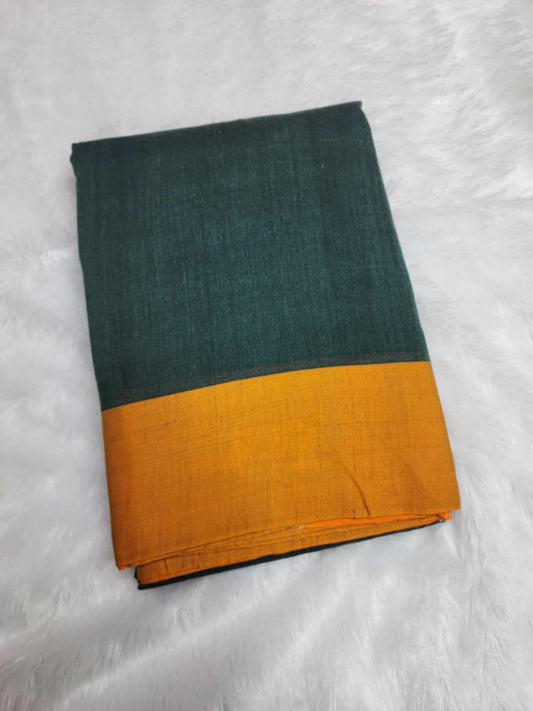 Teal Green Cotton Handloom Saree