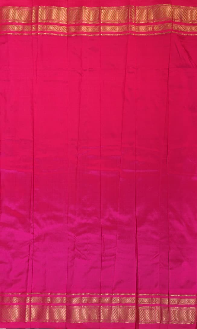 Black Gadwal Ilkal Silk with Two-Colour Zari Temple Tower Border