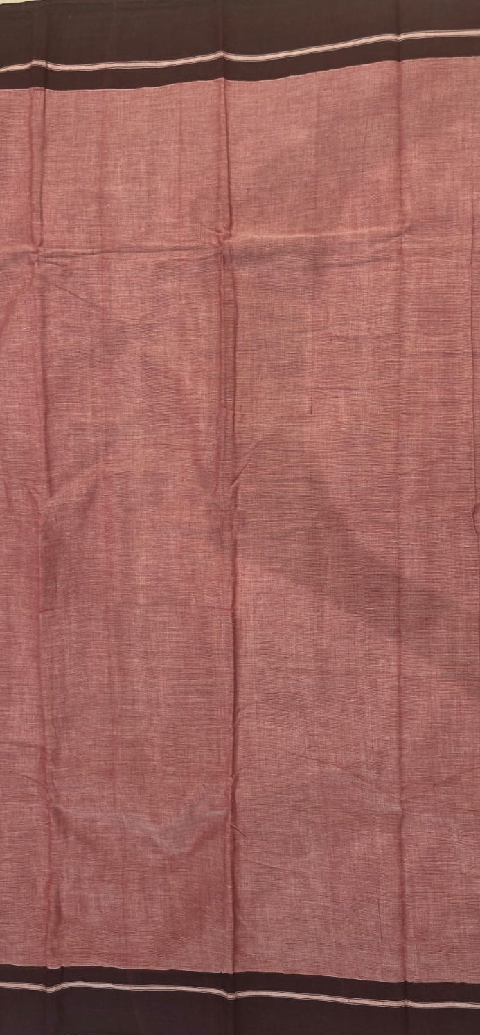 peach- maroon Ilkal handloom Patteda Anchu Saree