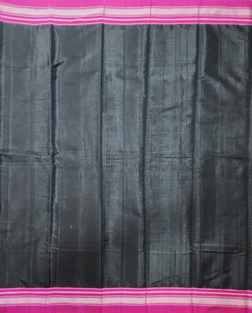 Black Ilkal Viscose Handloom Saree with Silk Pallu & chikki Paras Border