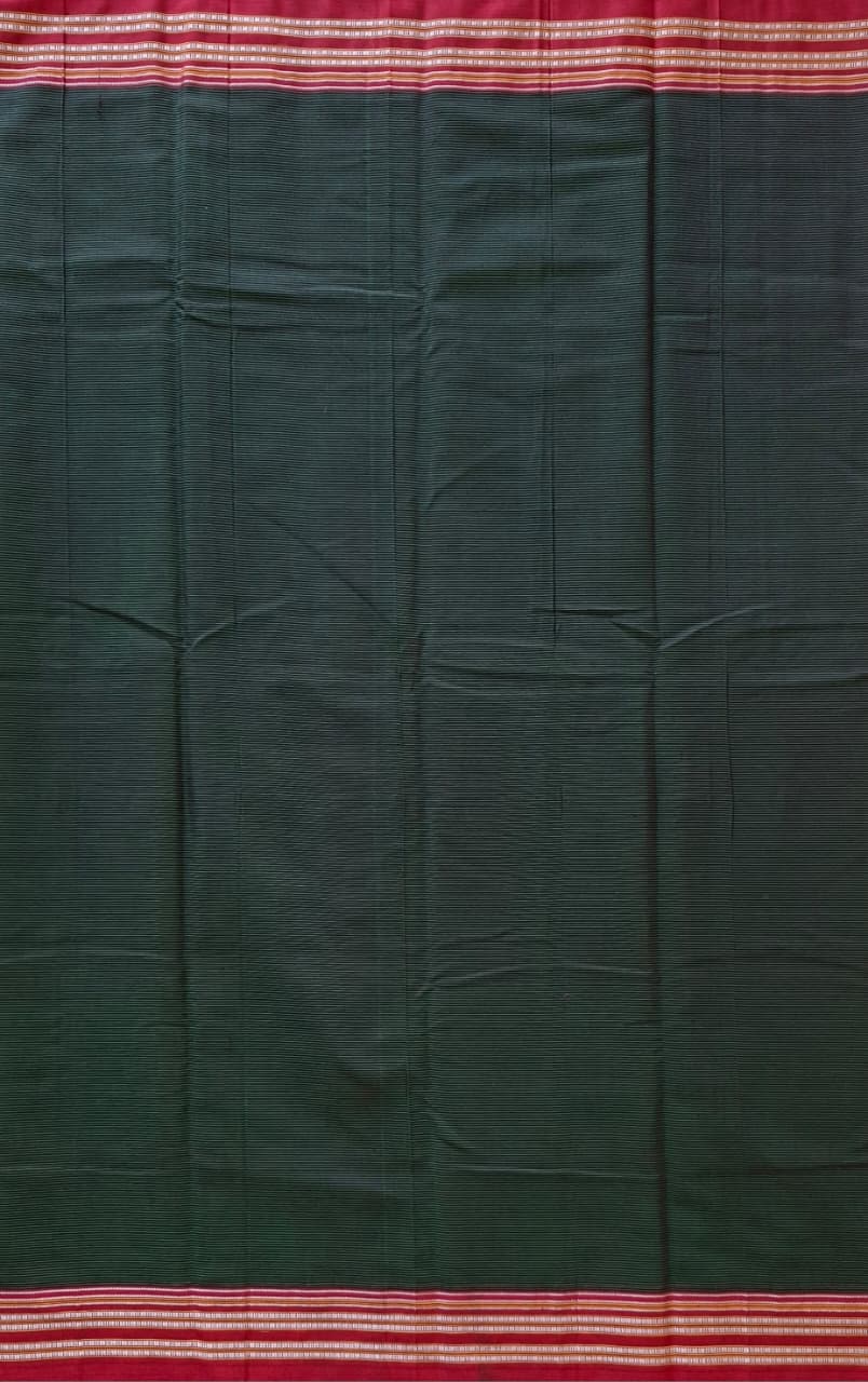 Bottle green-Maroon Ilkal Mercerized Cotton (raasta saree)