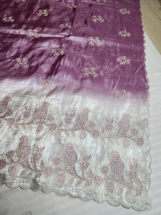 Lavender Fancy Embroidered Saree