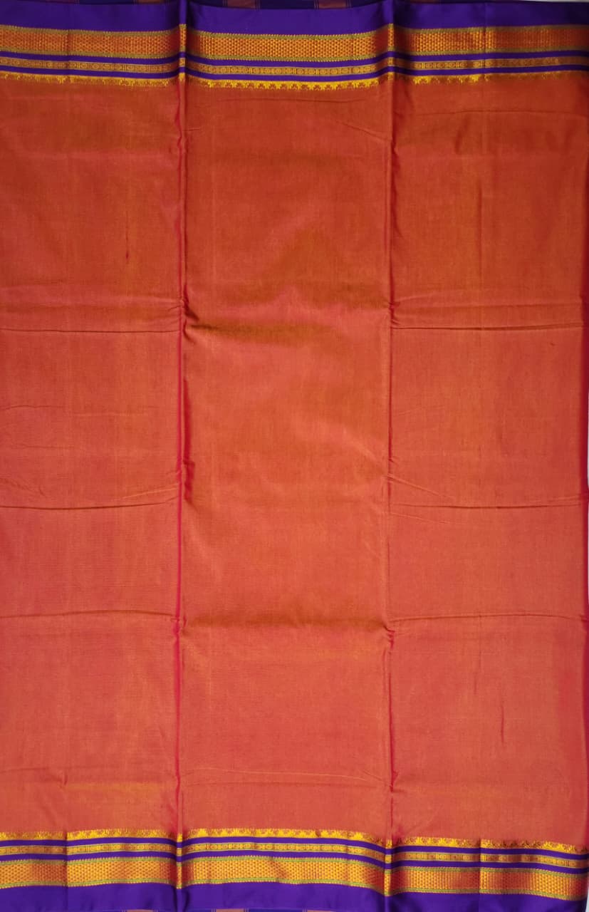 Deep Orange-Peach Ilkal Saree