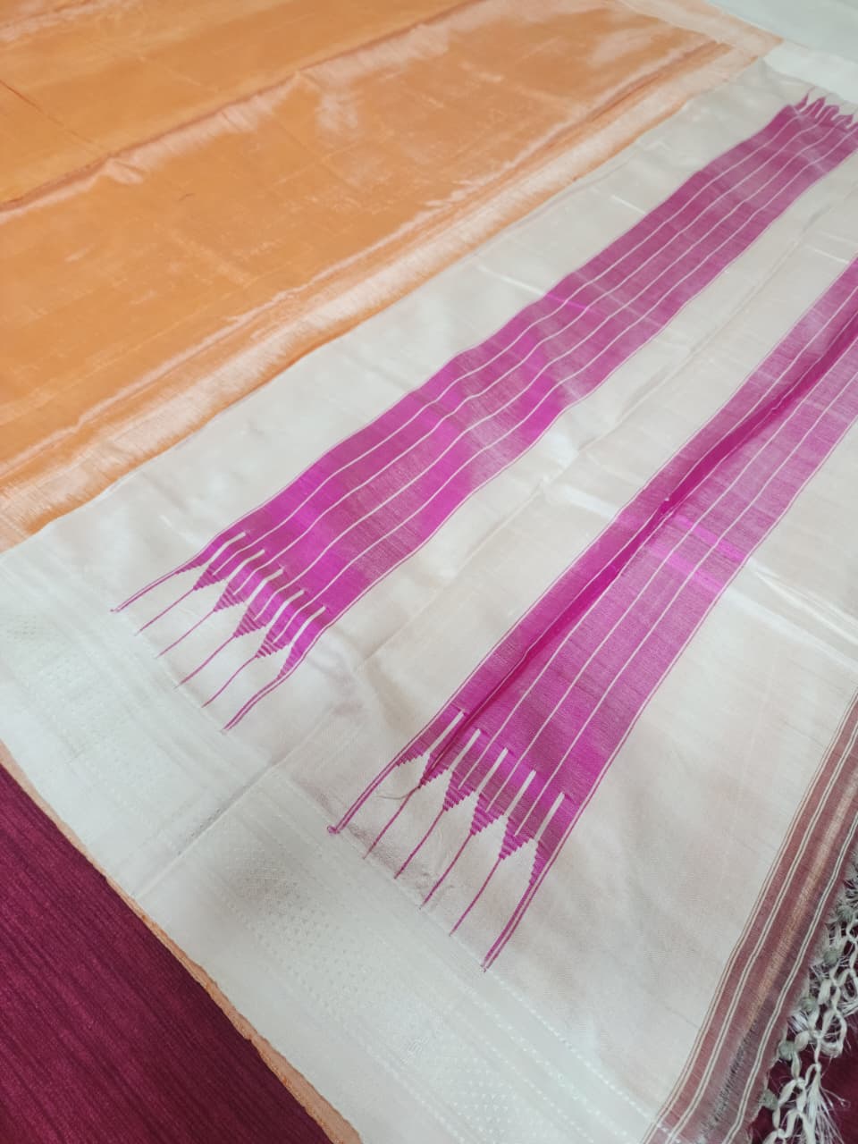 Peach Ilkal Cotton Saree