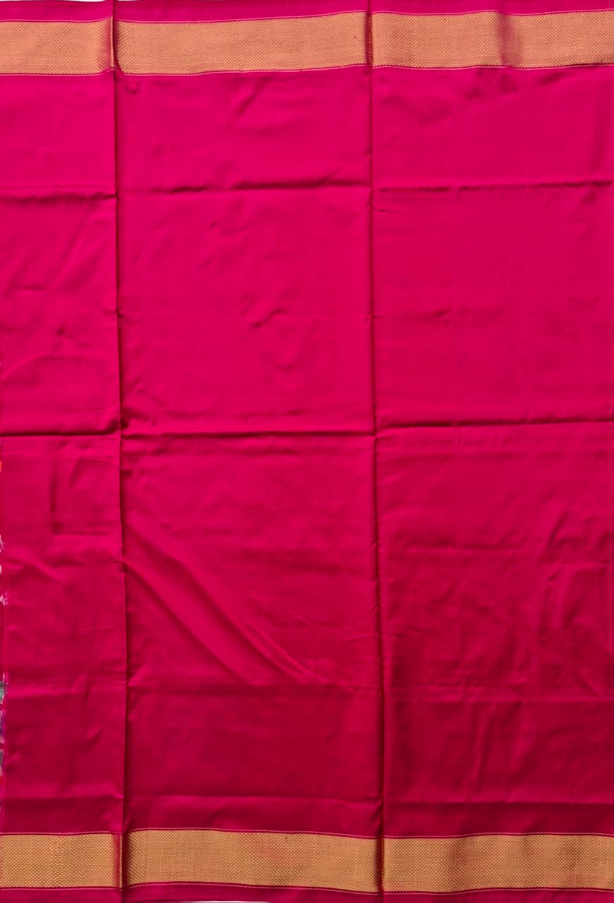 Pink Handloom Pochampally pure silk -Elephant design