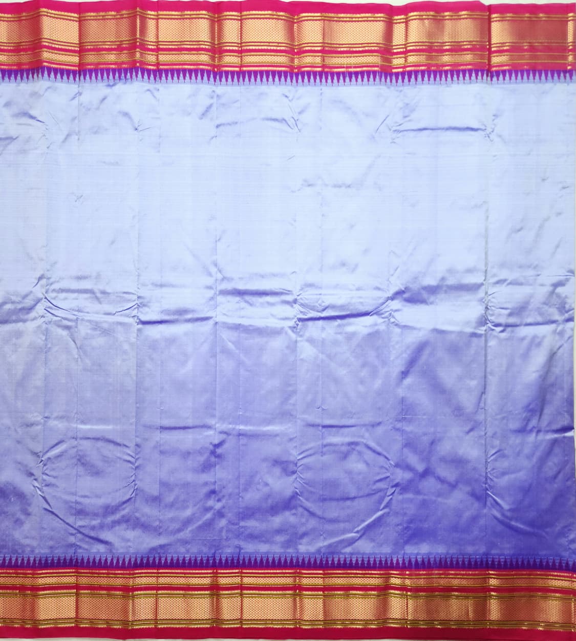 Lavender–Violet Gadwal Ilkal Pure Silk Saree with Small Regular Temple Border