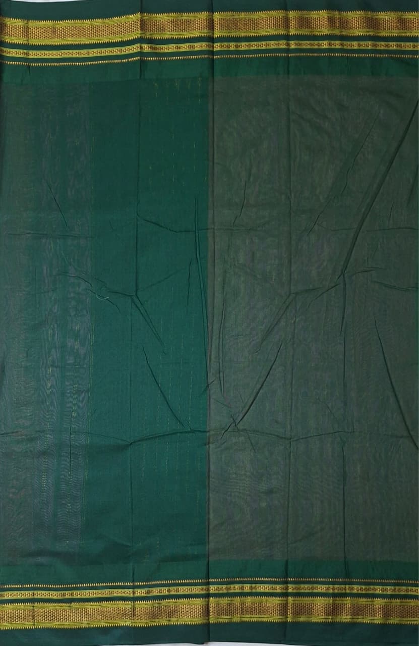 Soft Pink Mini Gadwal Ilkal Saree with Bottle Green Chikki Paras Border