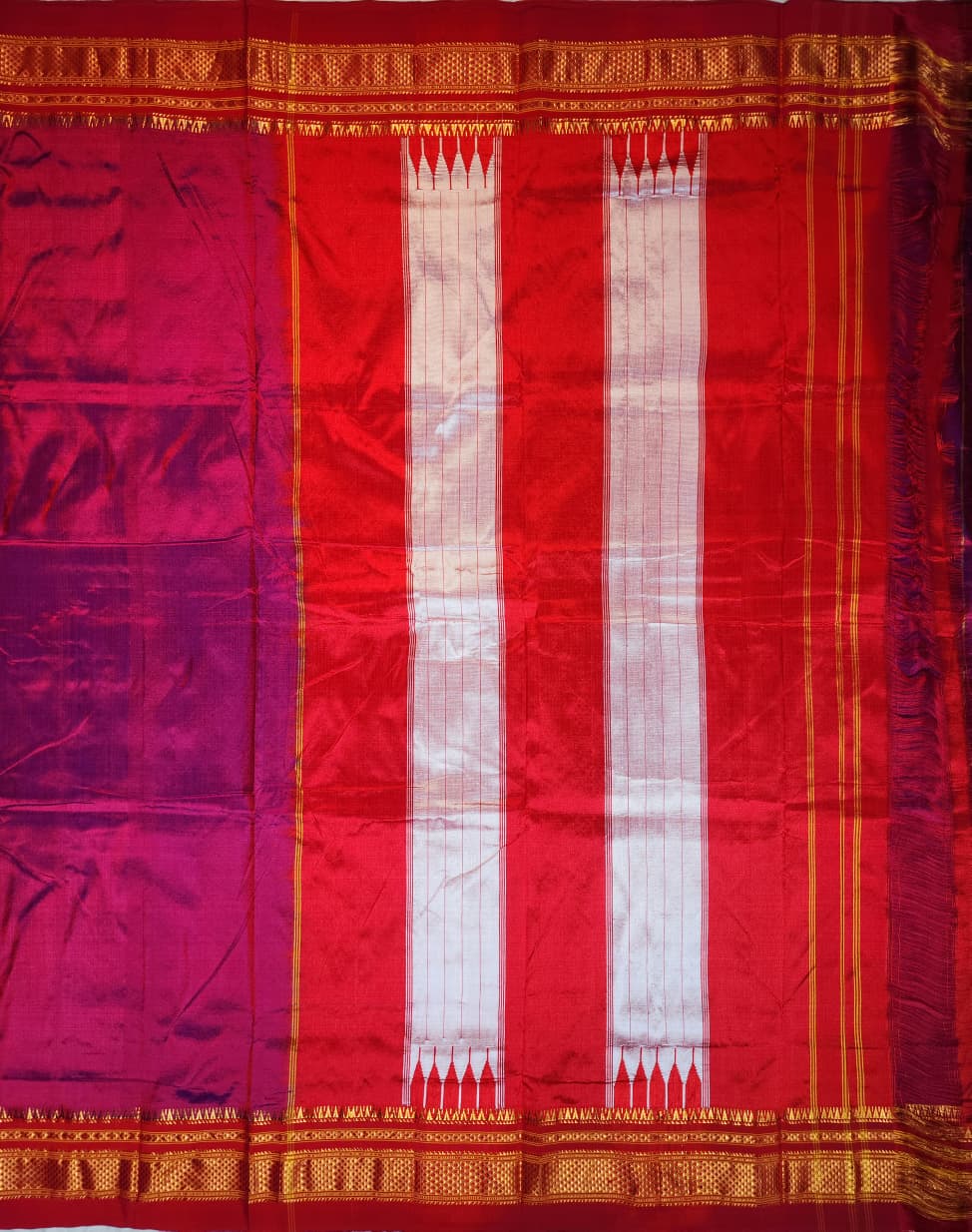 Rani Pink Plain Ilkal Silk with Paras Border