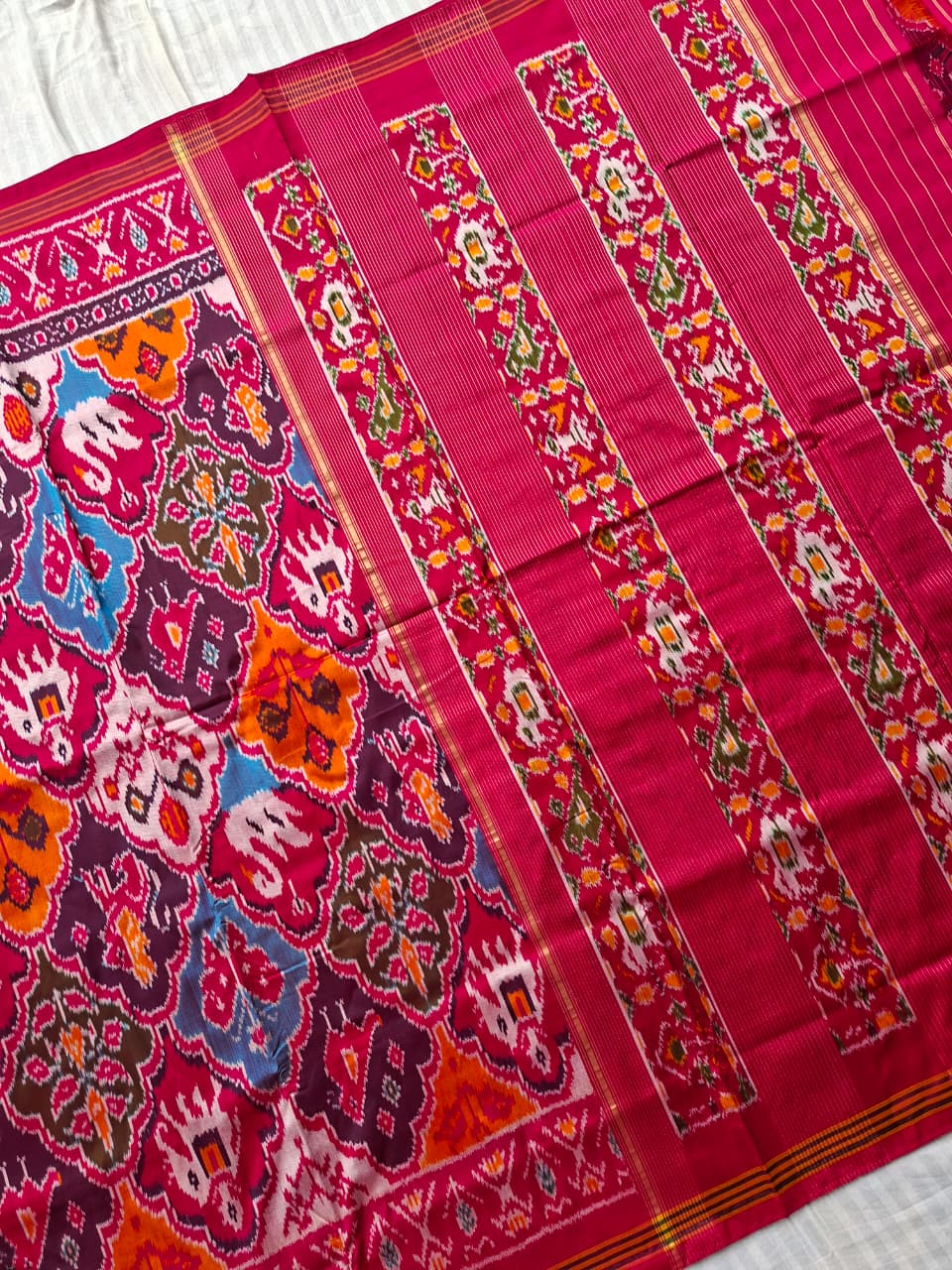 Multicolor Handloom Pochampally pure silk -MultiPattern design