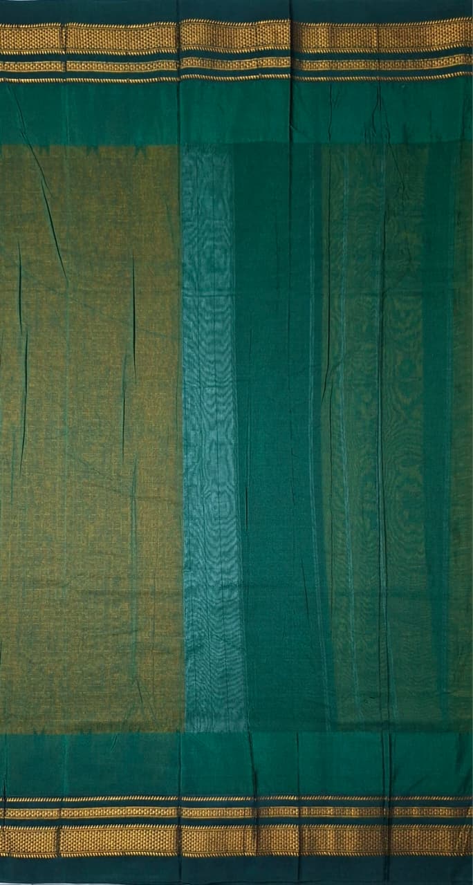 Mustard Yellow Gadwal Chaduranga Ilkal Cotton Saree with Contrast Zari Border & Pallu