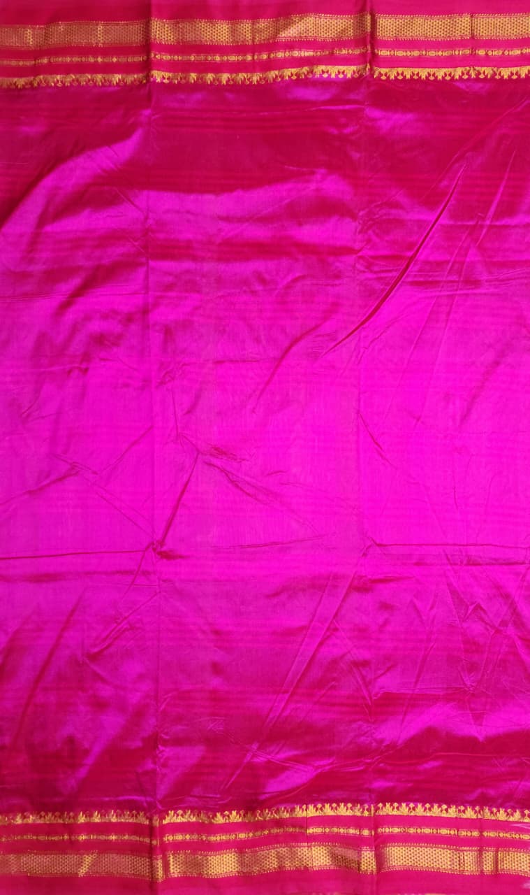 Olive Green & Magenta Big Checks Ilkal Silk Saree