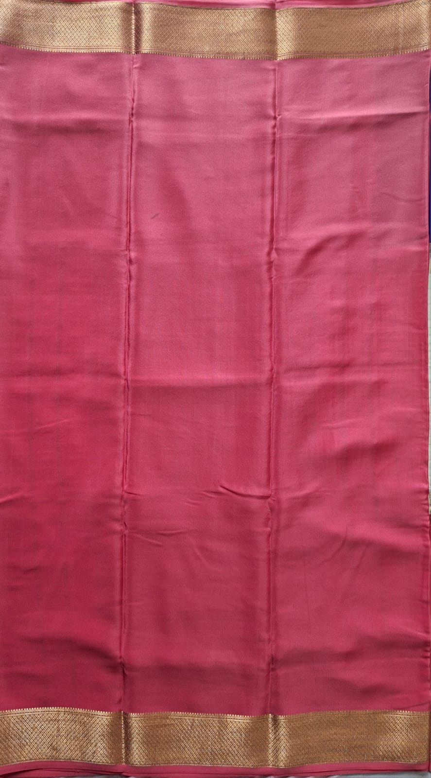 Royal Contrast Pure Mysore Silk Saree with Zari Checks & Heritage Border