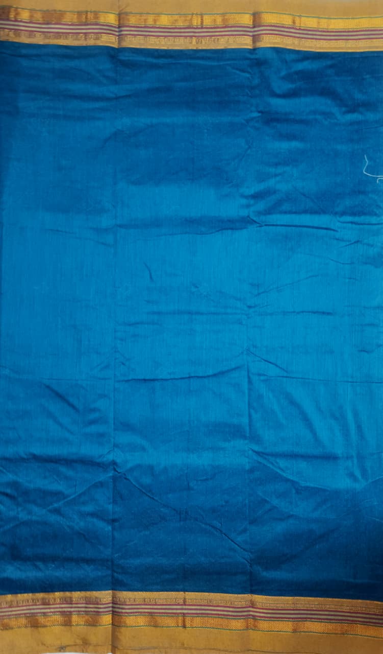 Teal Blue Ilkal Kasuti Saree