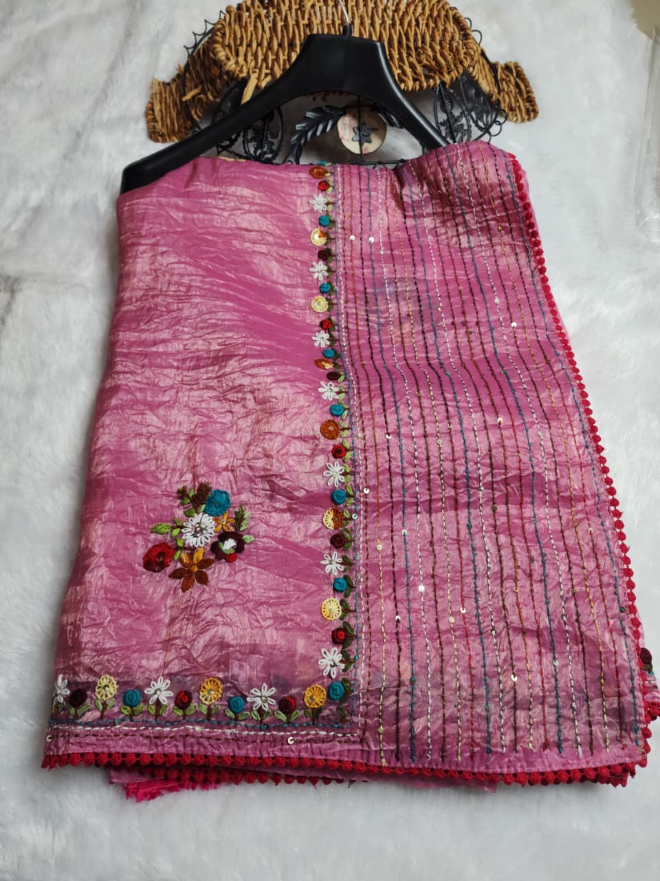 Blush Pink Fancy Embroidered Saree