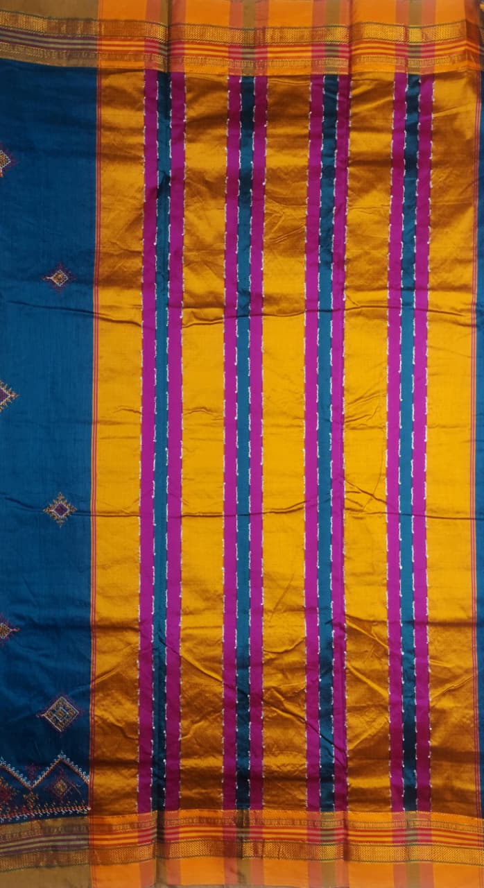 Teal Blue Ilkal Kasuti Saree