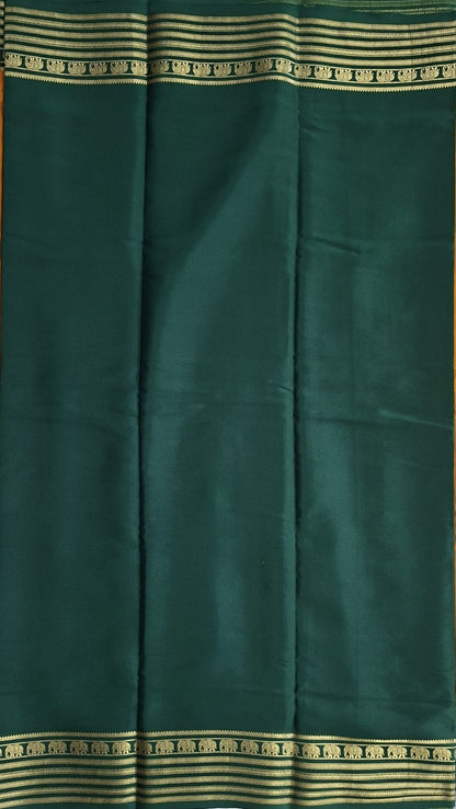 mustard-gold mysore crepe pure silk with elephant zari border