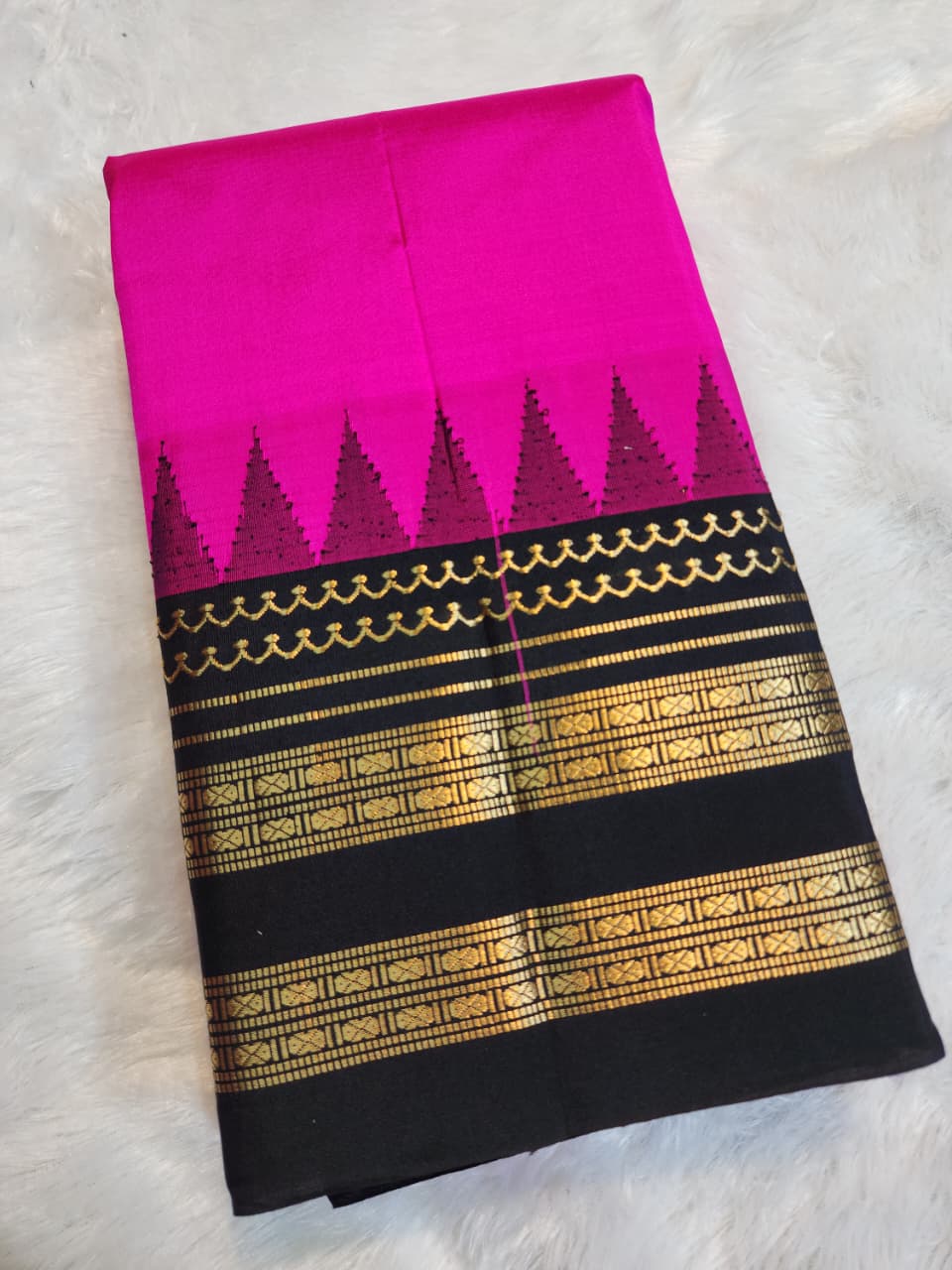 Rani Pink Ilkal Gadwal Pure Silk Saree - Gayathri Edition