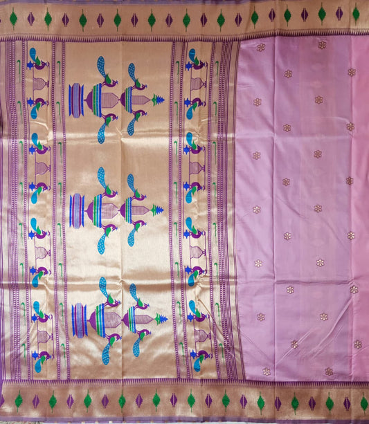 Charming Pink Paithani Soft Silk Saree