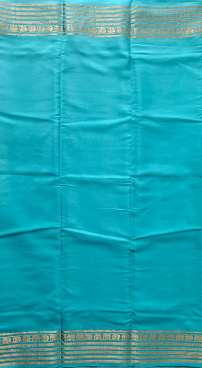navy blue mysore crepe pure silk with elephant border