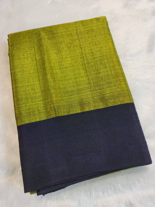 olive green Ilkal Viscose Handloom Saree with Silk & chikki Paras Border Pallu