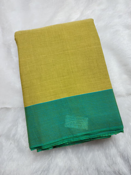 Mustard Yellow Cotton Handloom Saree