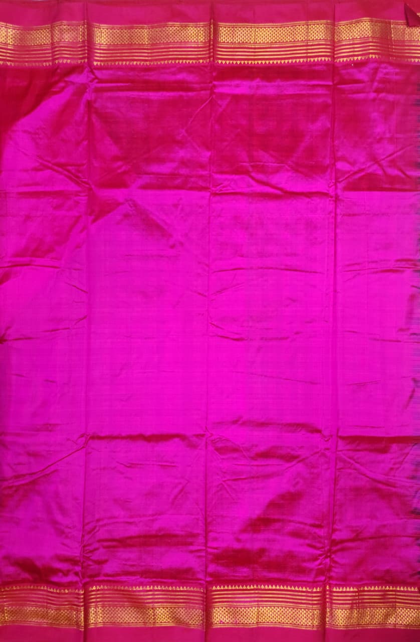 Blue-Pink Checks Ilkal Saree