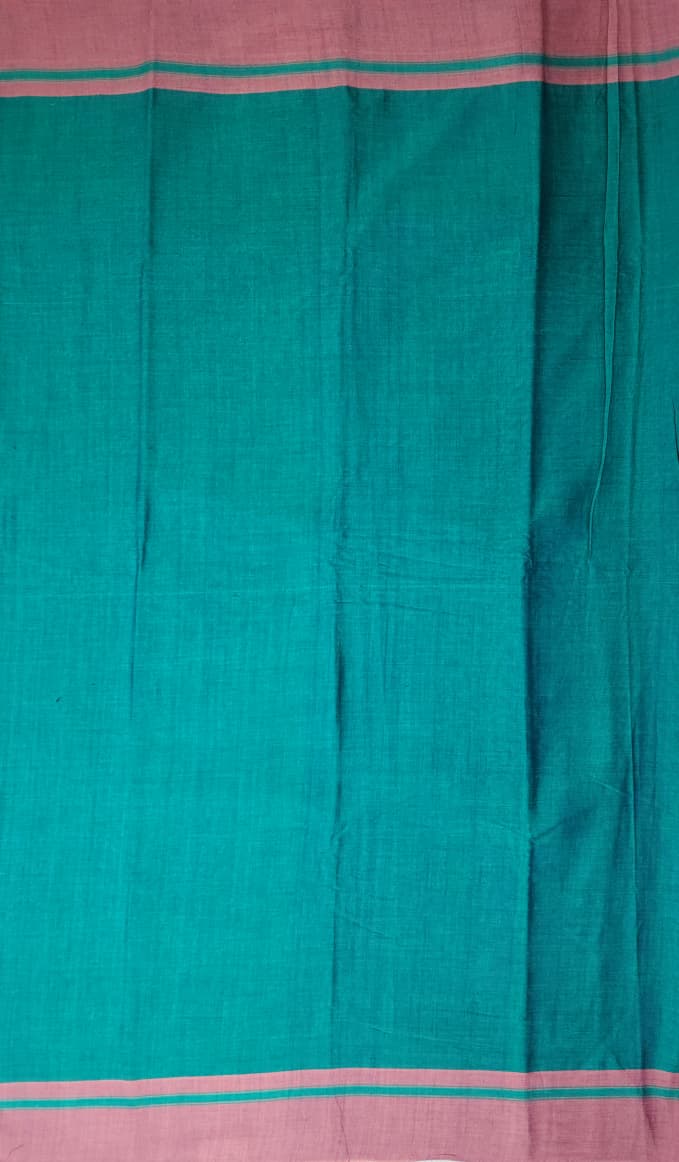 Rich teal green Cotton Handloom Saree
