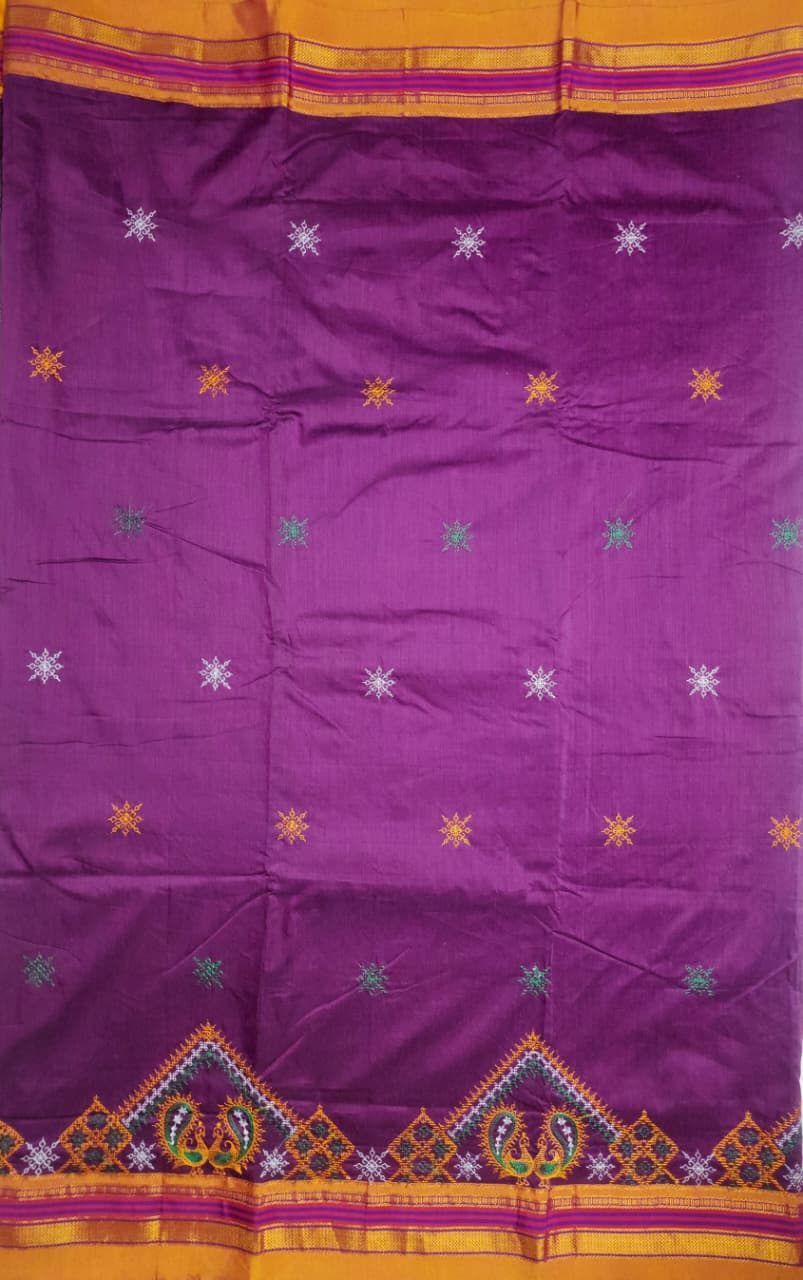 Plum Purple Ilkal Kasuti Saree