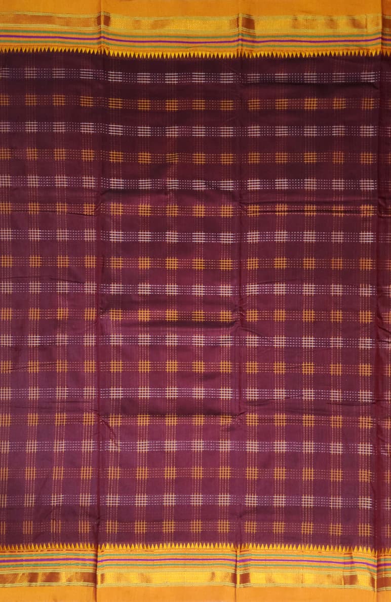 Wine Maroon Half Silk Ilkal Saree
