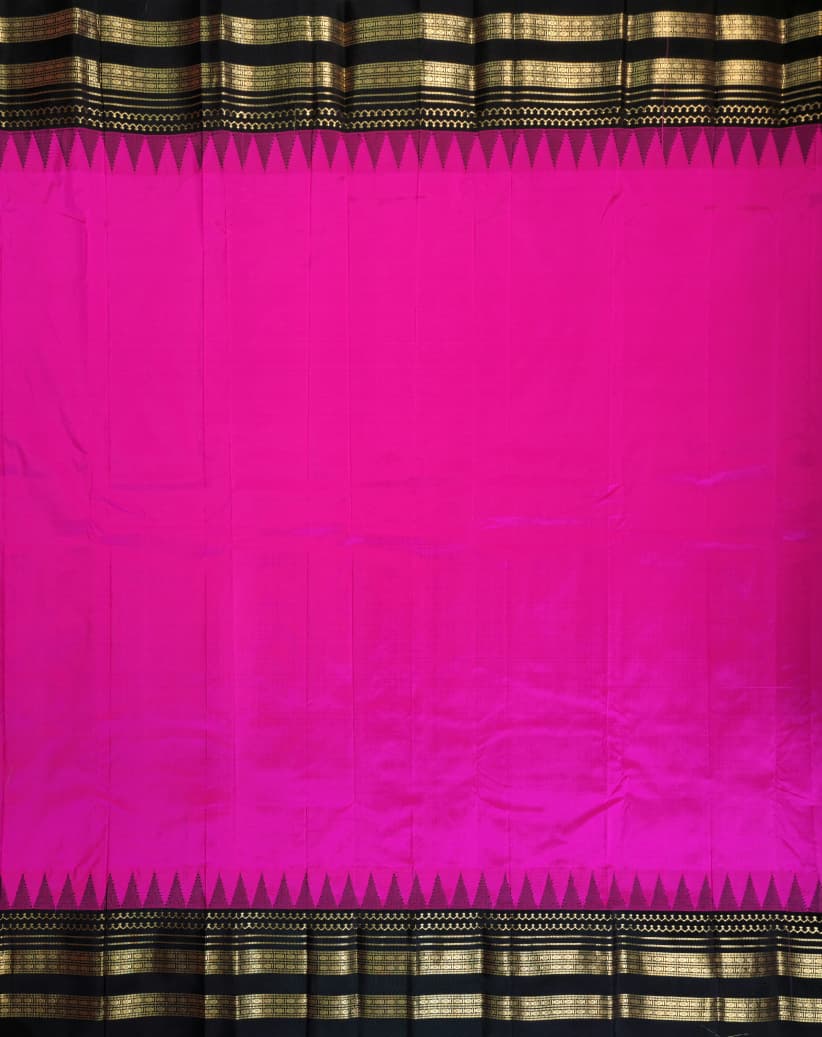 Rani Pink Ilkal Gadwal Pure Silk Saree - Gayathri Edition