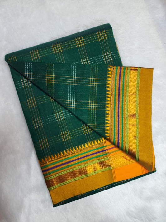 Bottle Green Half Silk Ilkal Saree