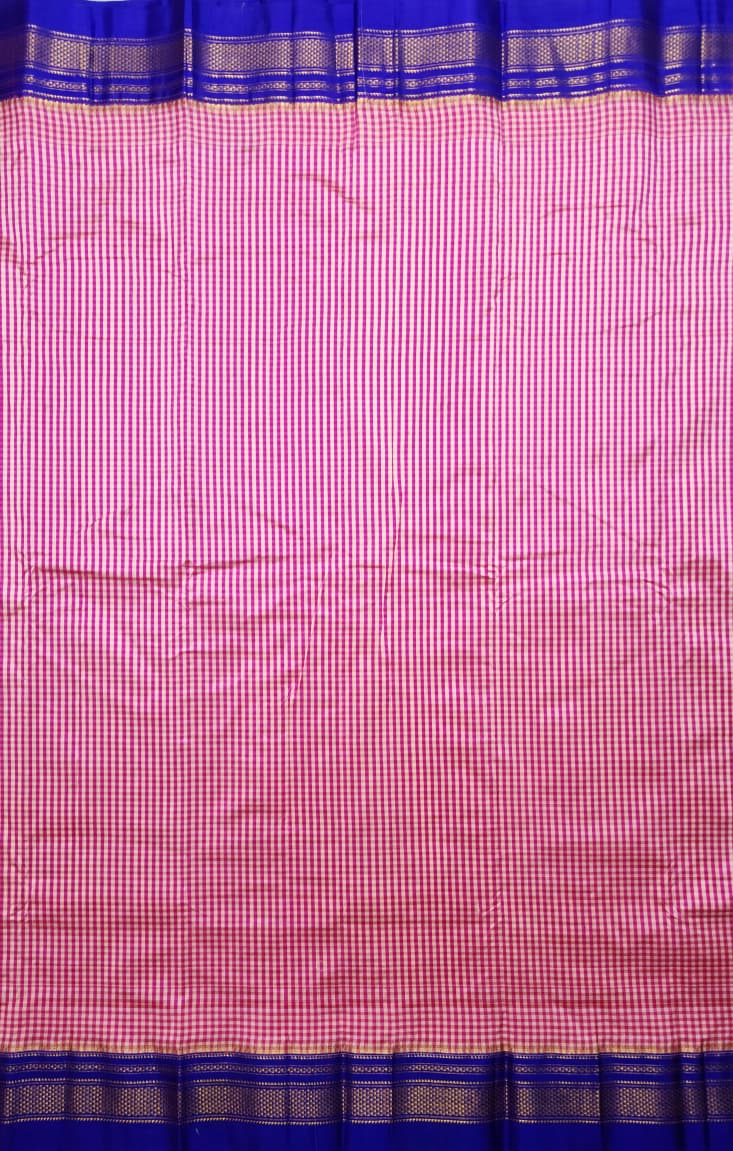 Rose Pink Gadwal Ilkal Pure Silk Satrangi Checks