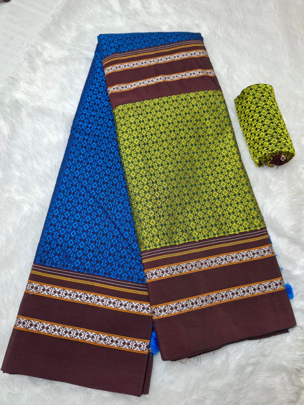 blue green Ilkal Khun 3D Saree
