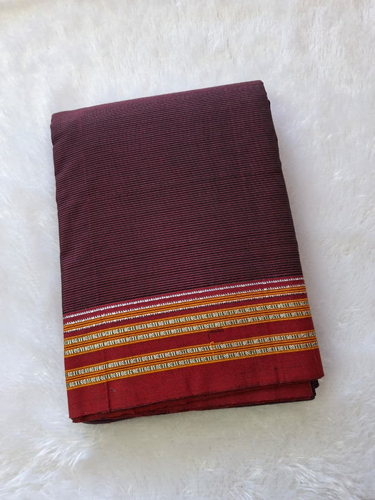 Burgandy-Maroon Ilkal Mercerized Cotton (raasta saree)