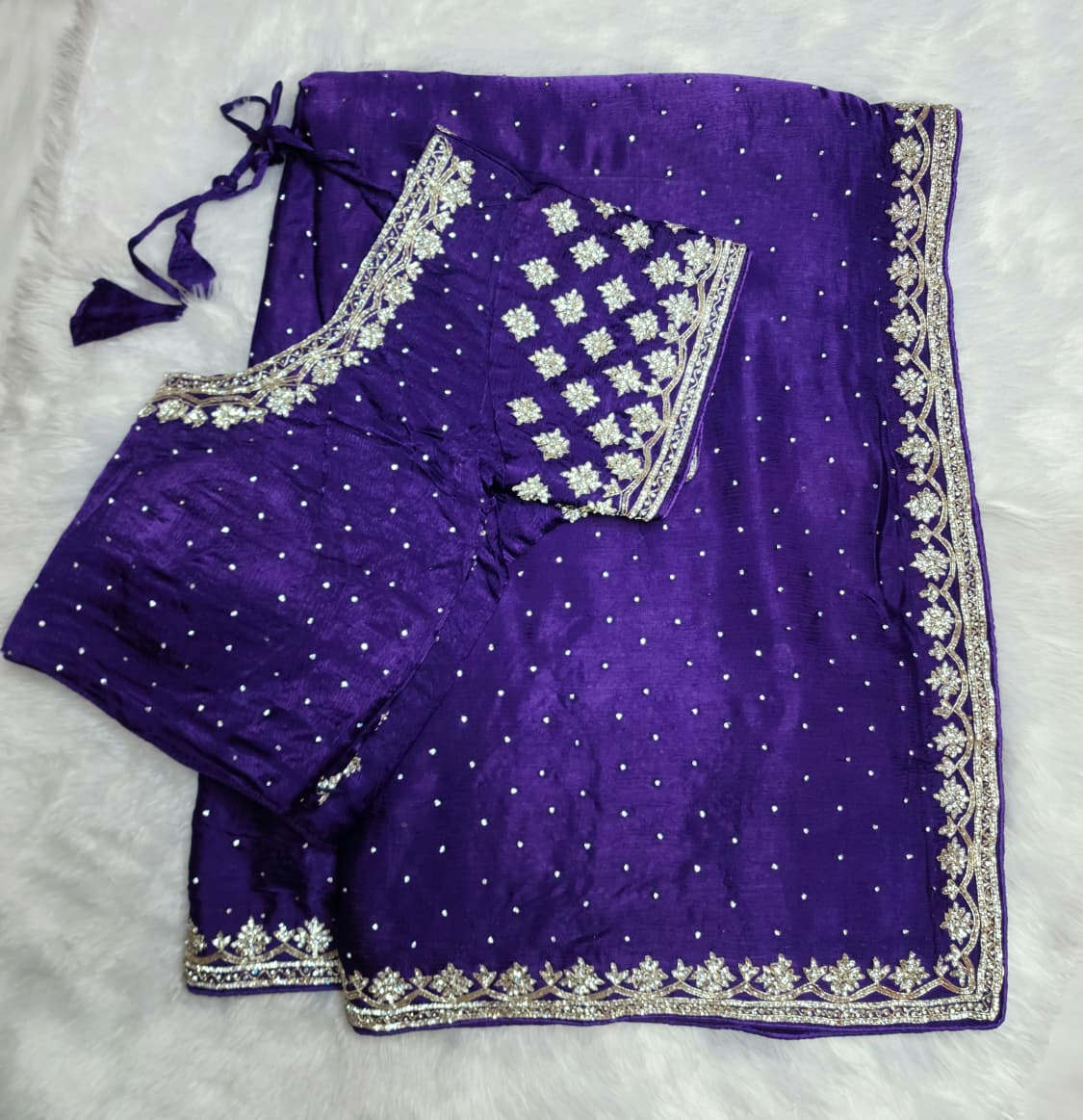 Purple Party Wear Saree – Elegant Stone Work Edition
