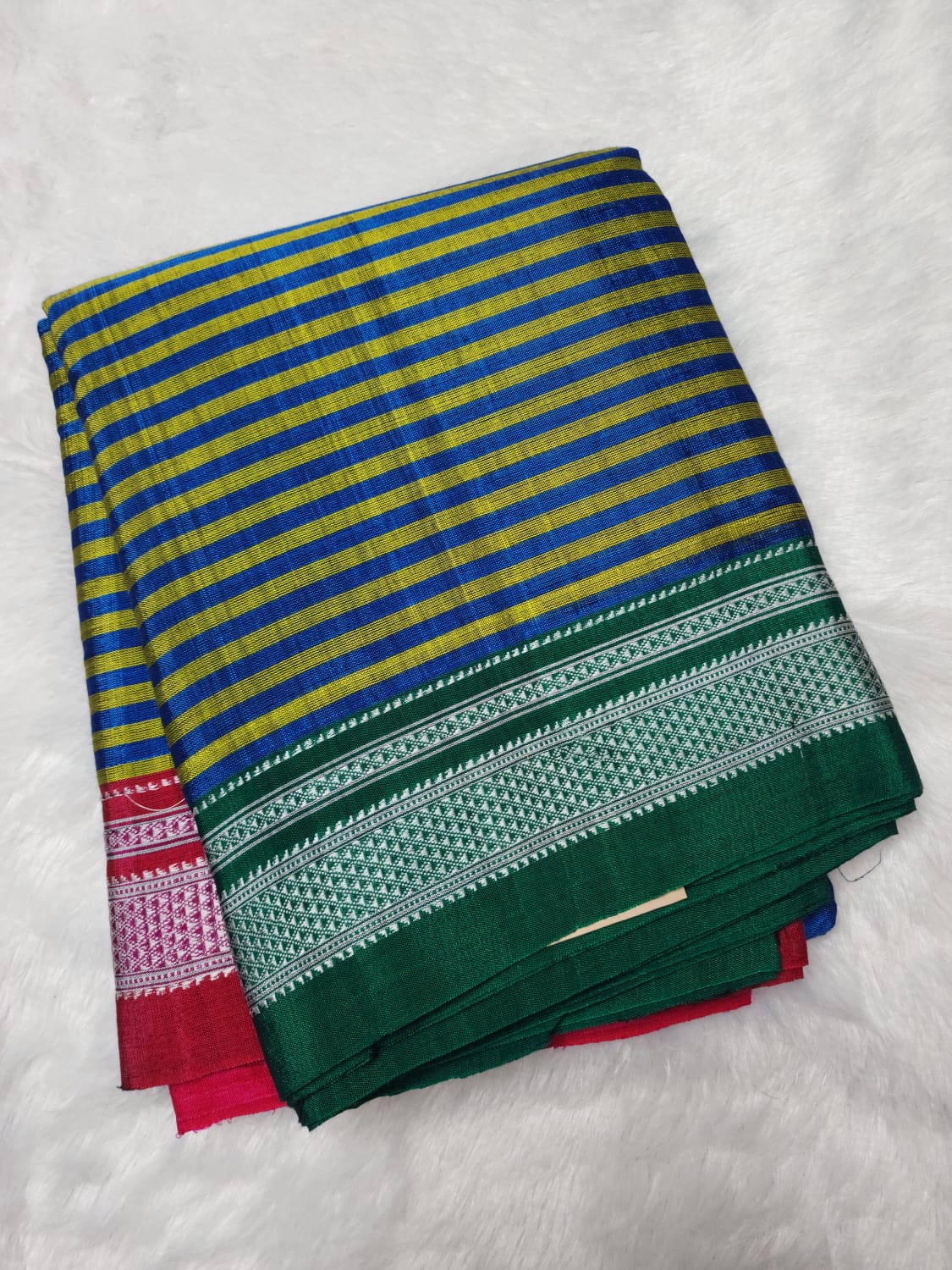 Blue chikki paras border Ilkal Viscose Saree