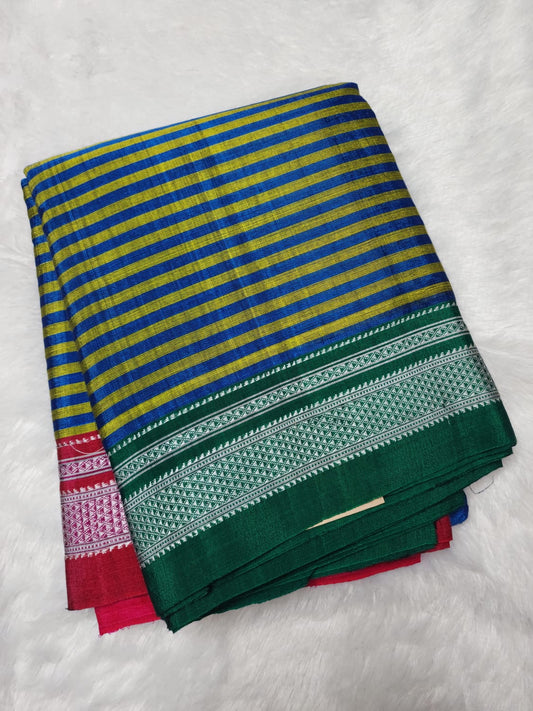 Blue chikki paras border Ilkal Viscose Saree