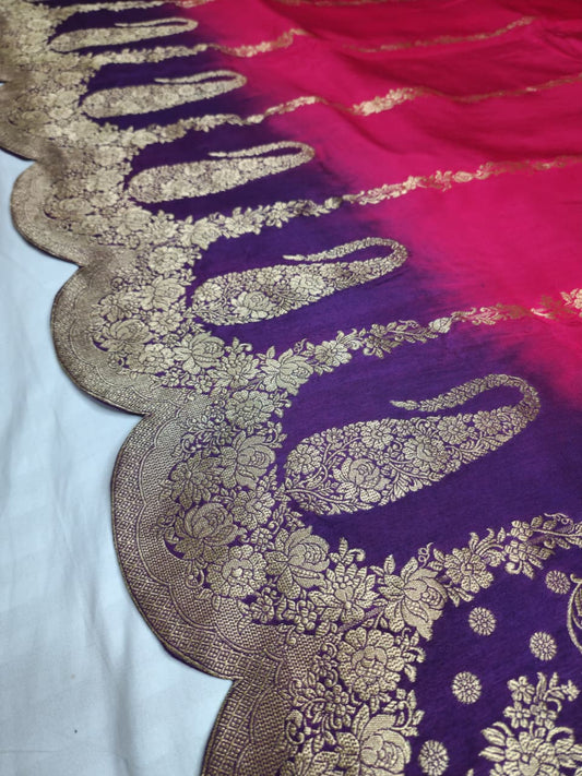 Pink Purple Designer 2-shaded Saree