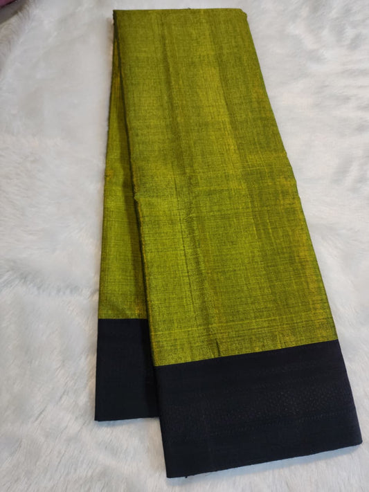olive green Ilkal Viscose Handloom Saree with Silk & chikki Paras Border Pallu