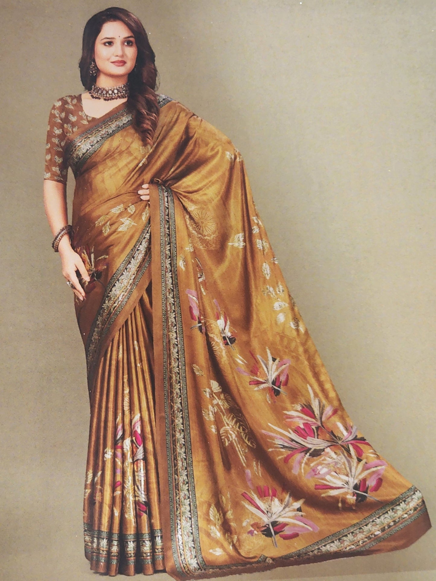 Brown-satin-foil-print