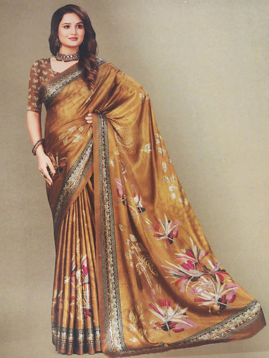 Brown-satin-foil-print