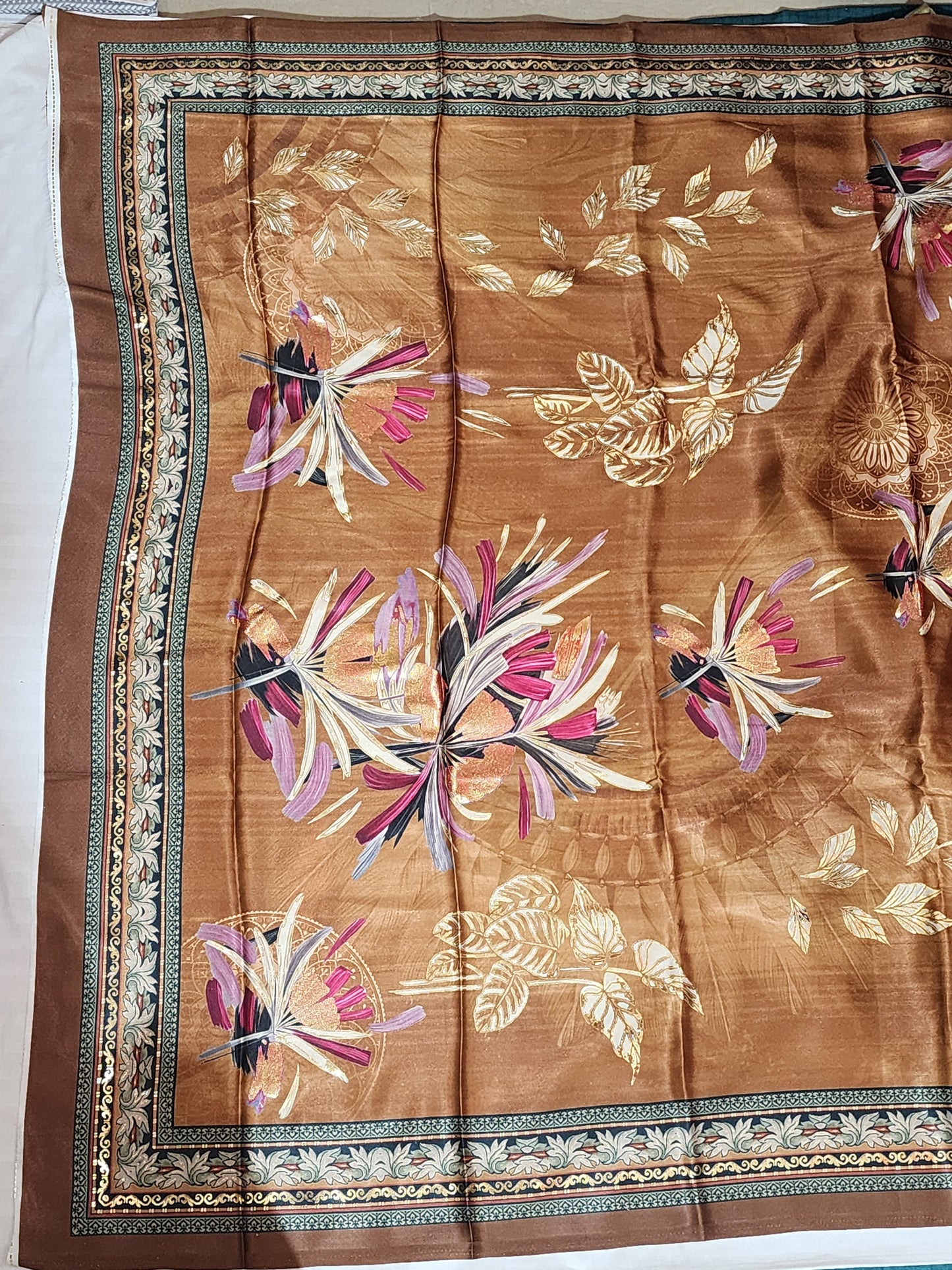 Brown-satin-foil-print