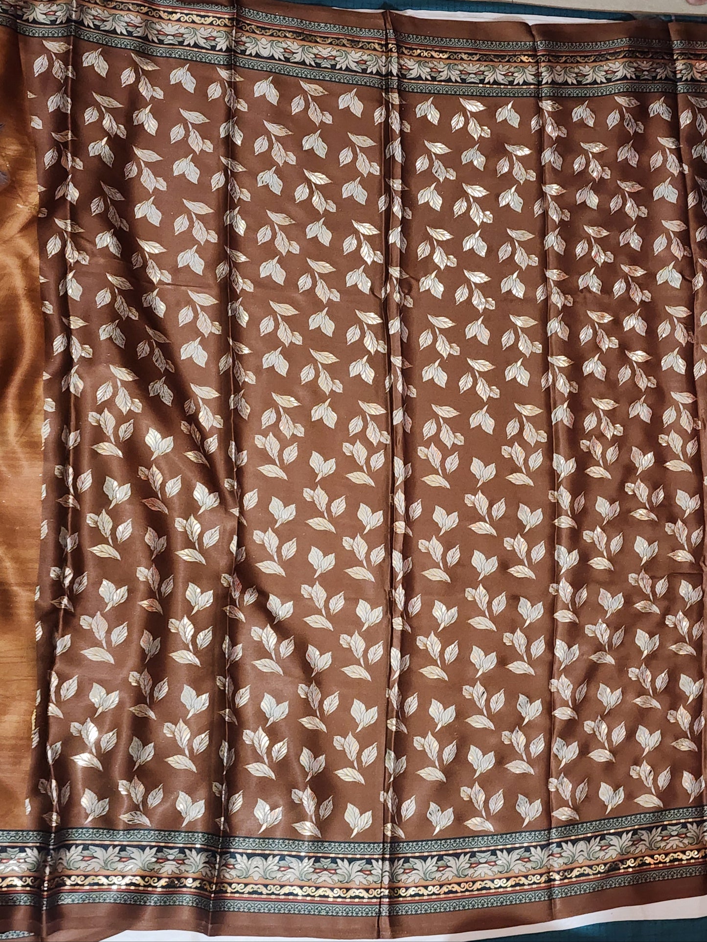 Brown-satin-foil-print