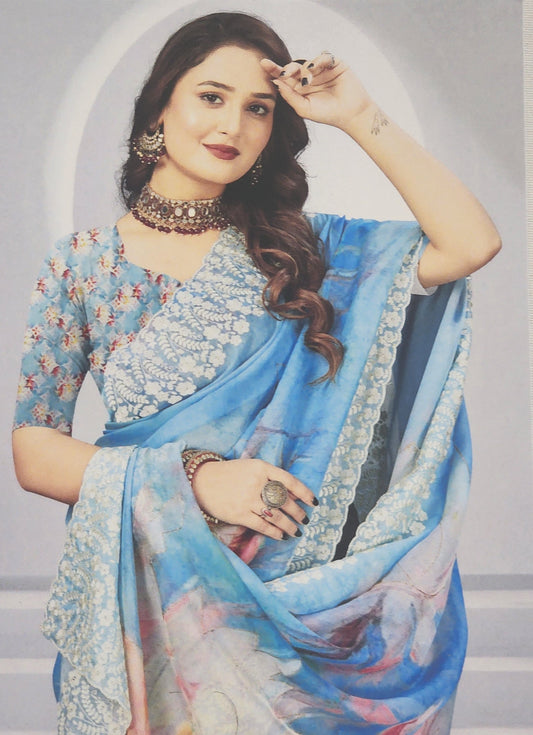 Blue-Organza-floral-print