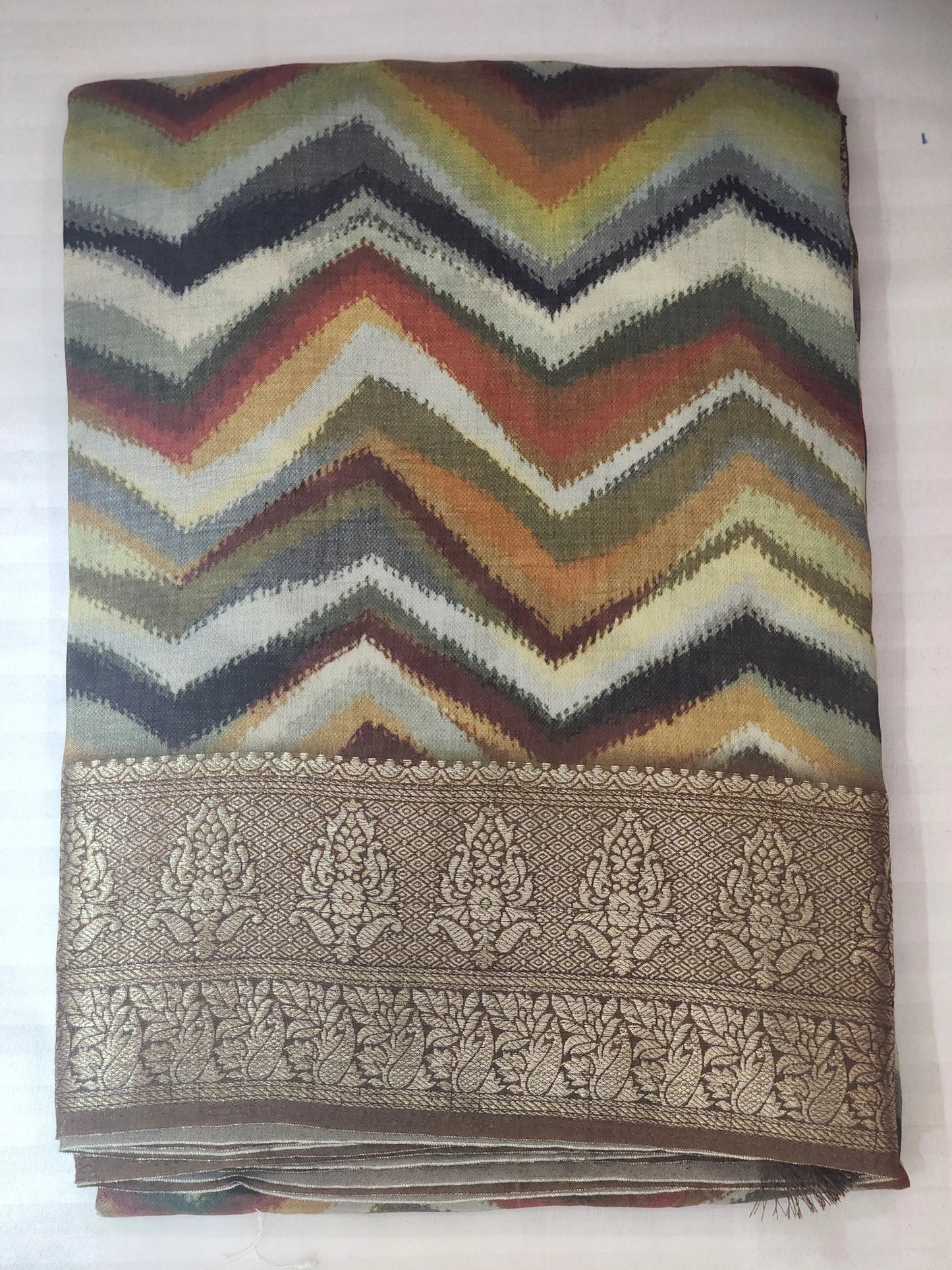 brown dola silk wave print