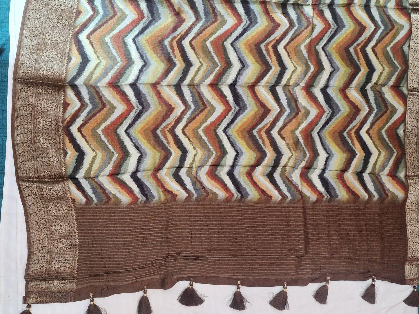brown dola silk wave print