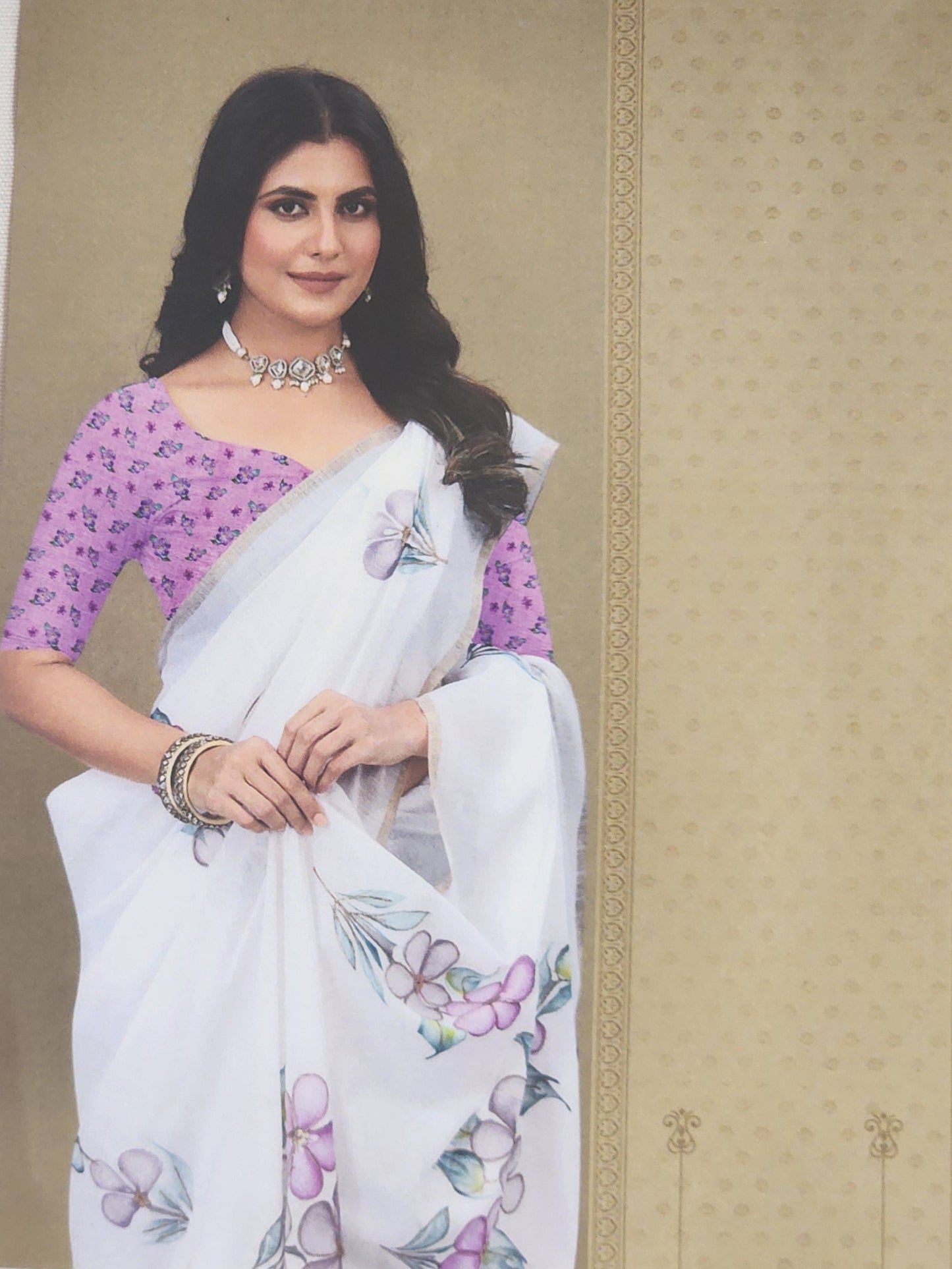 White cotton Aari print1