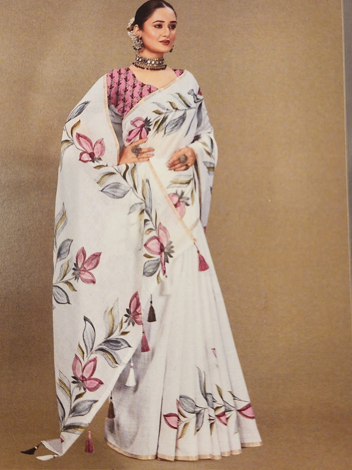 White cotton Aari print 2