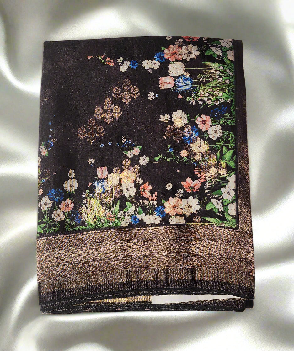 Black dola silk Floral print