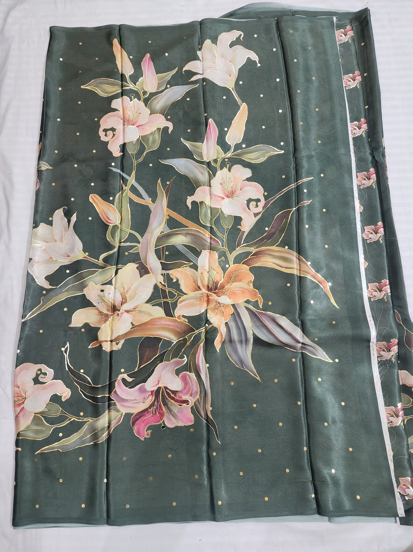 Green Satin Foil Print